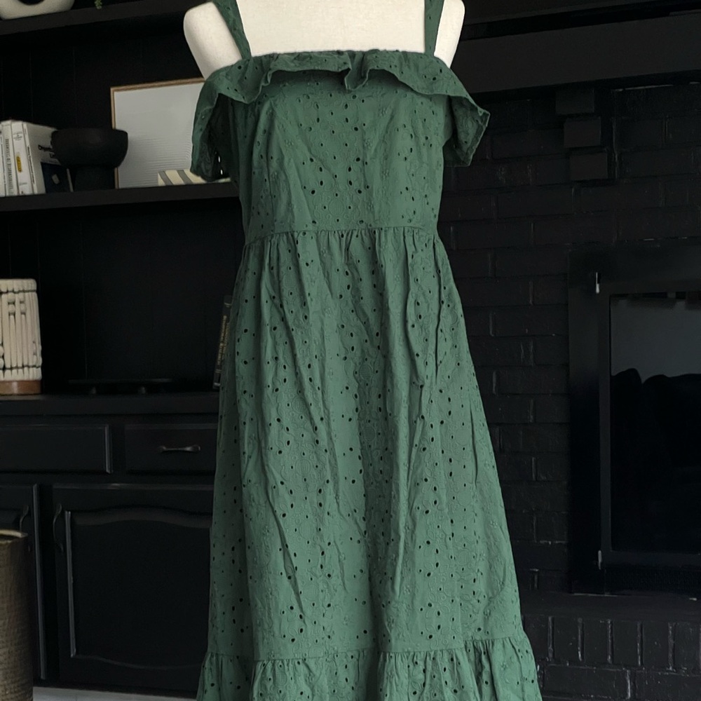 LOFT Elegant Green Broderie Anglais (Eyelet) Dress